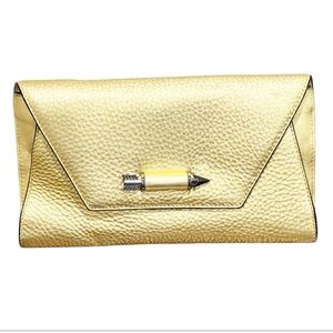 Mackage Gold Metallic Leather Clutch Arrow Detail